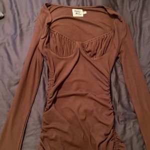 Princess Polly mocha cinched dress. Super cute, never worn with tags on!